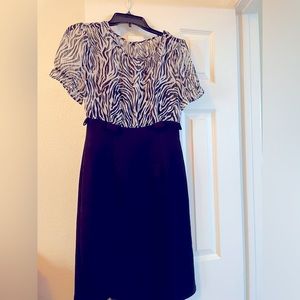 Classy Zebra Print business casual dress, size 6
